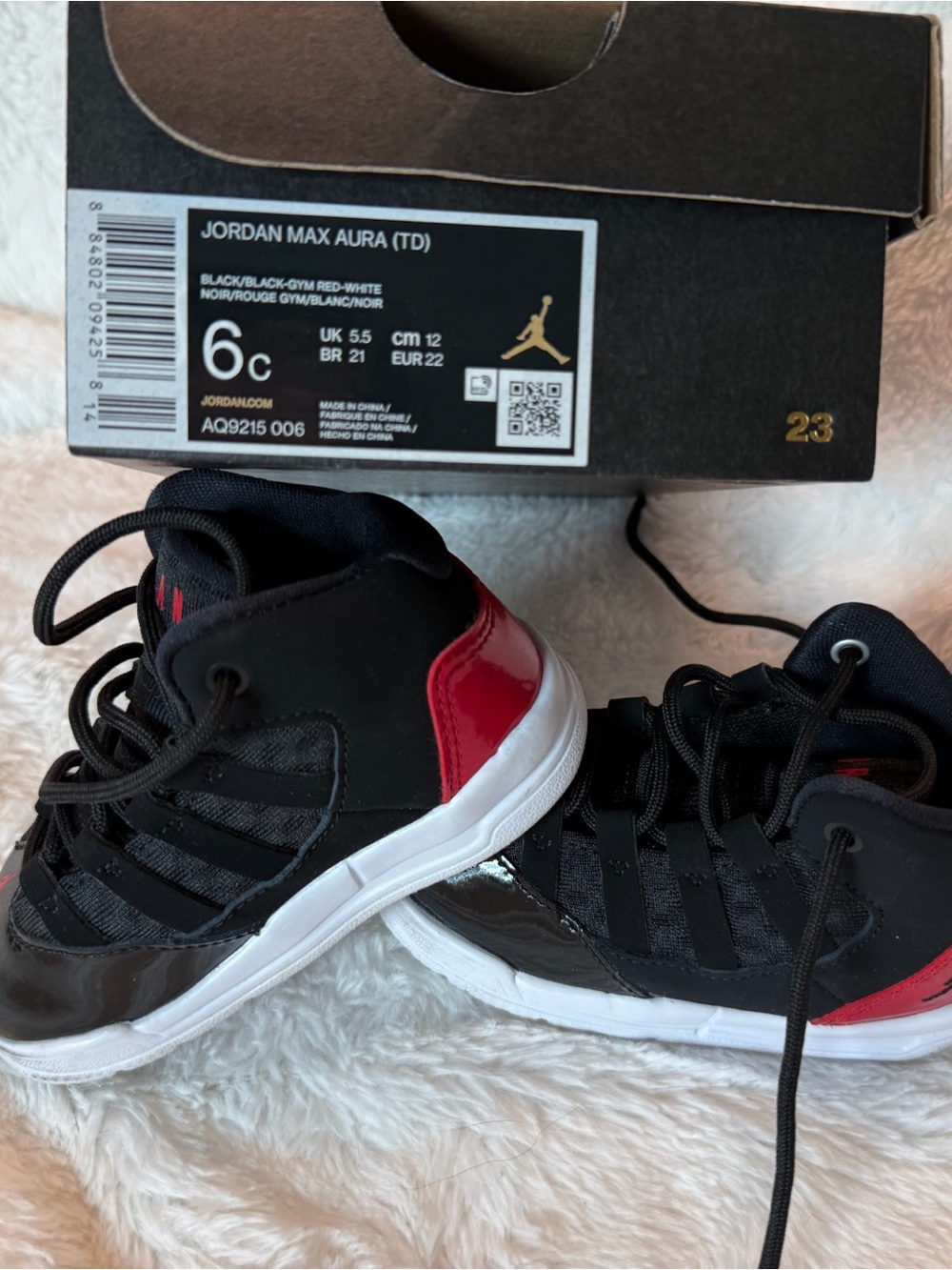 Jordan Kids Black, Red & White High-Top Sneakers